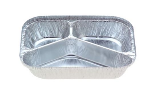 Picture of Rectangle Foil Container 3 Compartment Heavy Duty - 172mm x 120mm Base Dimensions x 34mm High