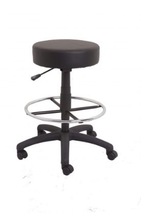 Picture of Data Stool - Drafting / Counter Height - Black PU Leather Seat