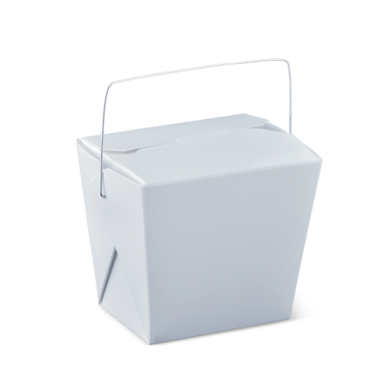 Picture of Food Pail / Noodle Box White Cardboard 26oz with Wire Handle