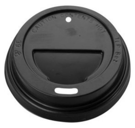 Picture of Black Travel Lid Suits Single Wall 6oz, 8oz & 12oz "Slim" Cups