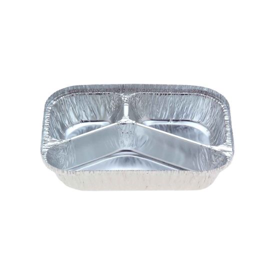 Picture of Rectangle Foil Container 3 Compartment Regular Duty - 172mm x 120mm Base Dimensions x 34mm High