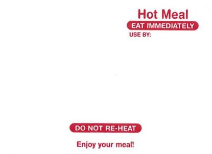 Picture of Confoil Printed "Hot Meal Eat Immediately" Lid Suits 7620/7920/7720 Containers