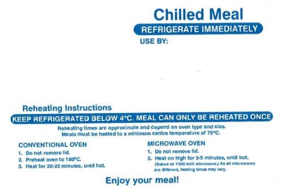 Picture of Confoil Printed "Chilled Meal Refrigerate Immediately" Lid Suits 7620/7920/7720 Containers