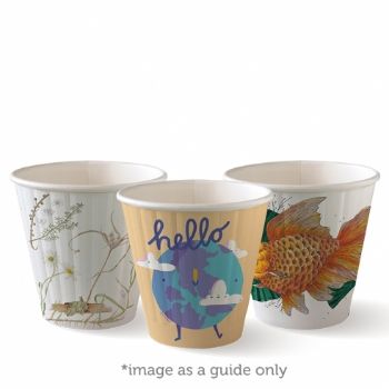 Picture of 8oz Biodegradable Double Wall Coffee Cup -Biopak Art Series (Mixed Print Selection)