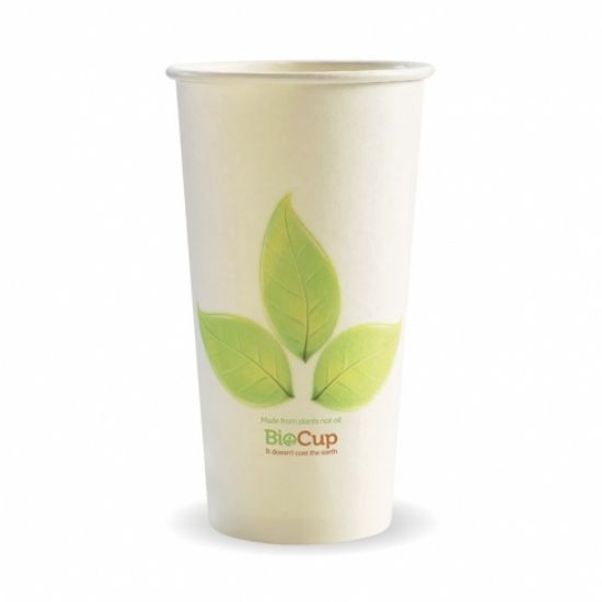 Picture of 20oz Biodegradable Single Wall Coffee Cup - Biopak Leaf Design