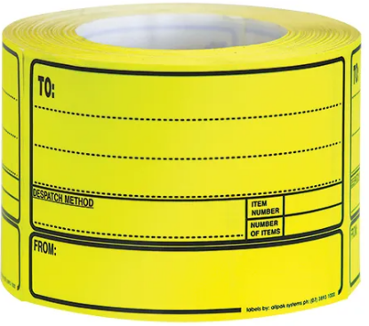 Picture of Despatch Labels Yellow - For Hand Written Details
