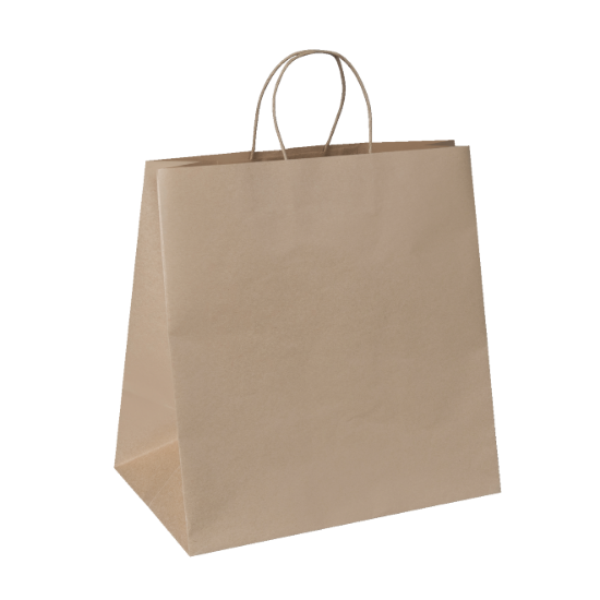 Picture of Carry Bag Brown Paper Twist Handle 370(H) x 355(W) + 220(G)  - Takeaway Jumbo