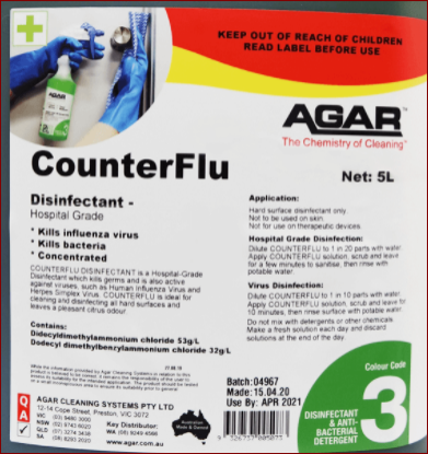 Picture of Agar Counter Flu Hospital Grade Disinfectant-20L