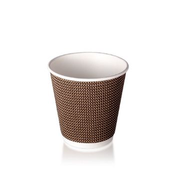 Picture of 8oz Ripple Wall Brown Check Design Coffee Cup