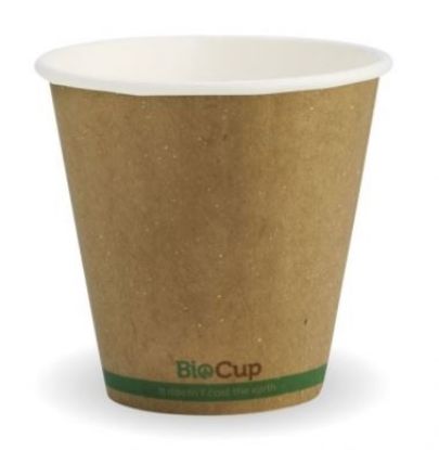 Picture of 8oz Biodegradable Double Wall Kraft Coffee Cup - Stripe Design - Biopak BCK-8DW-GS(90)