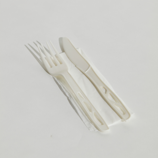 Picture of PLA Knife, Fork & Napkin 6.5" Cutlery Combo set