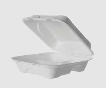 Picture of White Fibre Regular 3 Compartment Dinner Clam - 202 x 202 x 70mm