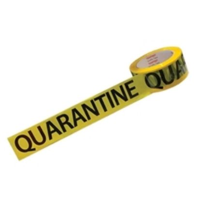 Picture of Tape - Printed - "QUARANTINE" Black On Yellow 48mm x 75m