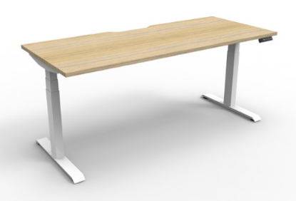 Picture of Electric Height Adjustable Sit/Stand Desk - 1800x750mm - Height: 620-1270mm - Natural Oak/White Leg