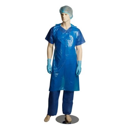 Picture of Apron -Polyethylene Disposable - 1450mm Full Length - Blue  (tear off)