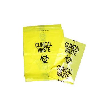 Picture of Yellow Clinical Waste Bag 120L - 50UM 1250mmL x (470mm + 465mm)W
