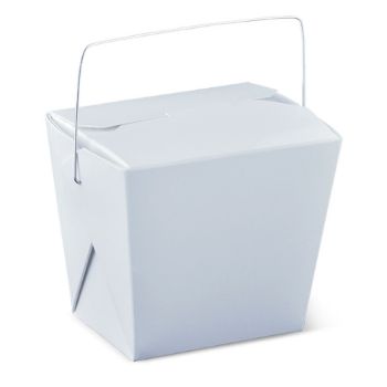 Picture of Food Pail / Noodle Box White Cardboard 26oz with Wire Handle