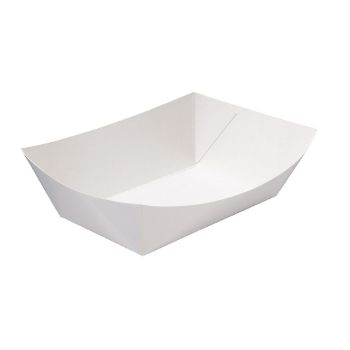 Picture of Tray Cardboard Food no.3 White - 85mm x 140mm Base Dimensions x 50mm High