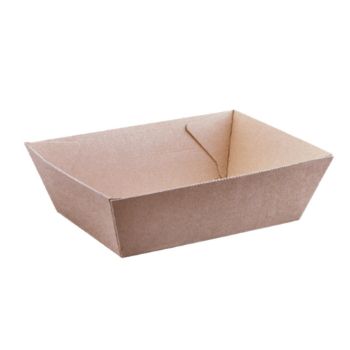 Picture of Cardboard Food tray no.1 Kraft Board - 130mm x 90mm Base Dimensions x 48mm High 