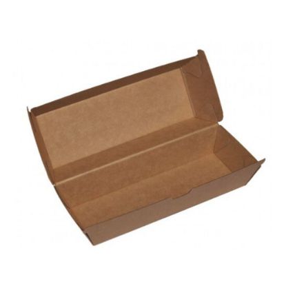 Picture of Cardboard Clam/ Tray Hot Dog Kraft Beta Board - 208mm x 70mm Base Dimensions x 75mm High 