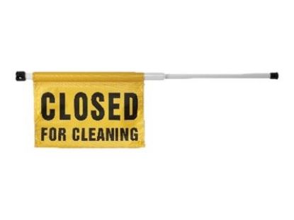 Picture of Springloaded Hanging Sign For Doorways "Closed for Cleaning" - Extends 715mm to 1050mm