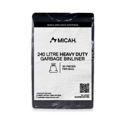 Picture of Wheelie Bin Liners 240L Black Heavy Duty Garbage Bags - Micah Mezzo 