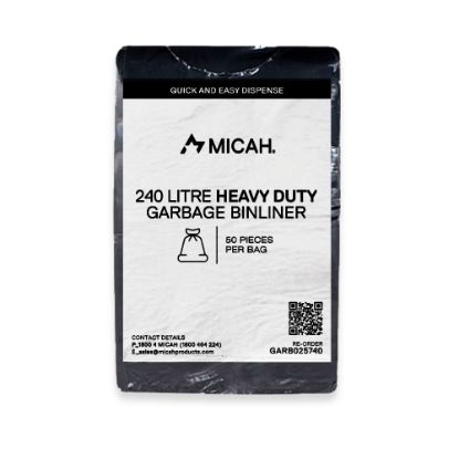 Picture of Garbage Bin Liners 240L Black Heavy Duty - Micah Mezzo