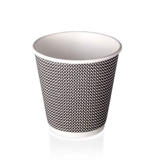 Picture of 8oz Ripple Wall Black Check Design Coffee Cup