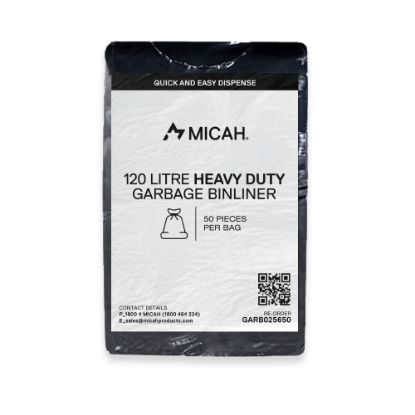 Picture of Garbage Bin Liners 120L Black Heavy Duty - Micah Mezzo  