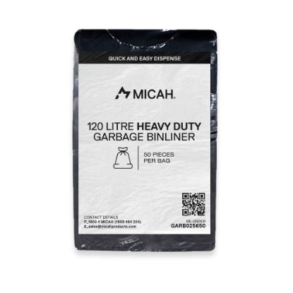 Picture of Garbage Bin Liners 120L Black Heavy Duty - Micah Mezzo