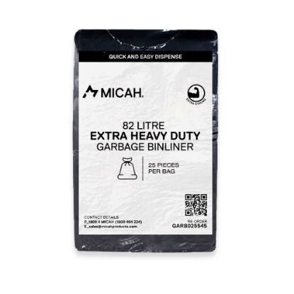Picture of Garbage Bin Liner 82L Black Micah Extra Heavy Duty  955 x 815mm 