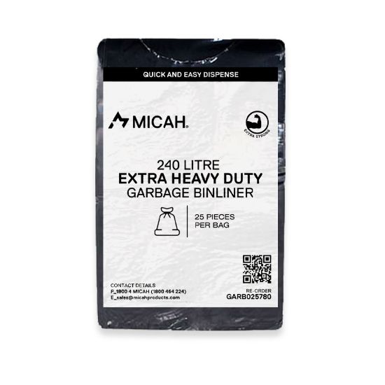 Picture of Garbage Bin Liners 240L Black Extra Heavy Duty - Micah 