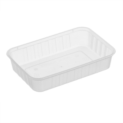 Picture of Premium Rectangle 500ml Ribbed Plastic Reusable Freezer Grade Container CLEAR - Genfac 