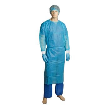 Picture of Gown PP/PE Fluid Resistant Blue - One size fits Most