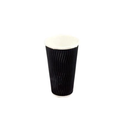 Picture of Black 20oz Double Wall Ripple Style Coffee Cup