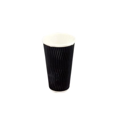 Picture of Black 20oz Double Wall Ripple Style Coffee Cup 