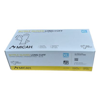 Picture of Gloves Nitrile, Powder Free Long Cuff Extra Strong Blue - Micah 