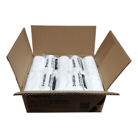 Picture of Kitchen Tidy Bin Liner Roll 27L Medium WHITE - Micah