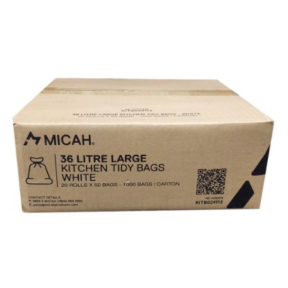 Picture of Kitchen Tidy Bin Liner Roll 36L Large WHITE - Micah