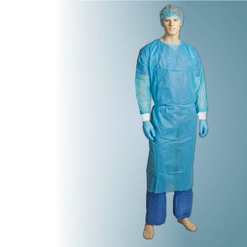 Picture of Gown PP/PE Fluid Resistant Blue - One size fits Most