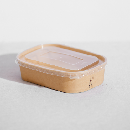 Picture of PP Plastic Lid To Suit Rectangle Paper Takeaway Container 500ml - 1000ml