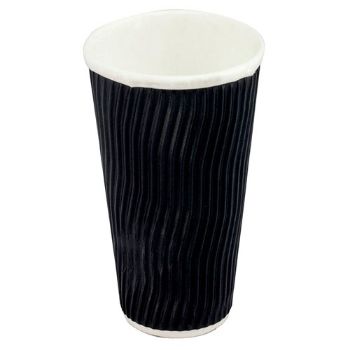 Picture of Black 20oz Double Wall Ripple Style Coffee Cup