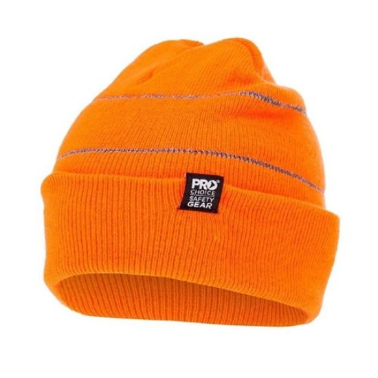 Hi-Vis Beanie with Reflective Stripes - Retro Orange | Wholesale Safety Supplies Brisbane, QLD